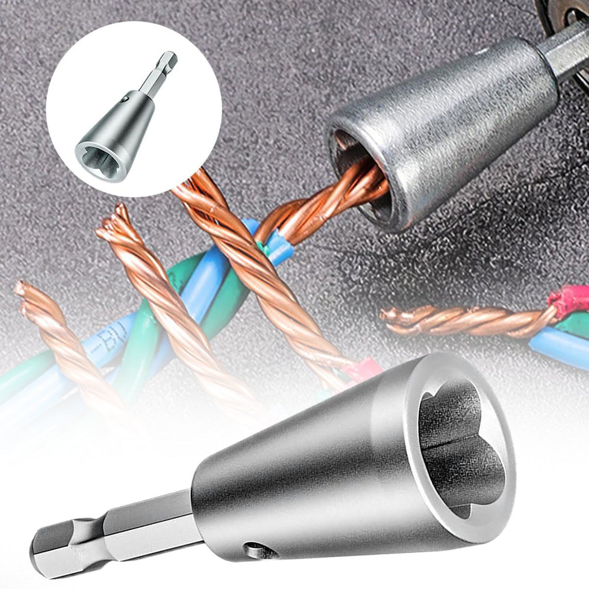 Wire Twister Tool for Drill, 2025 Upgrades Wire Nut Twister for Drill Profession Electricians Tool, 6MM Hex Shank Cable Wire Twisting Tool Wire Twister Wire Connector for 9-22 AWG, 0.78x2.16 0.78" x 2.16" Silver