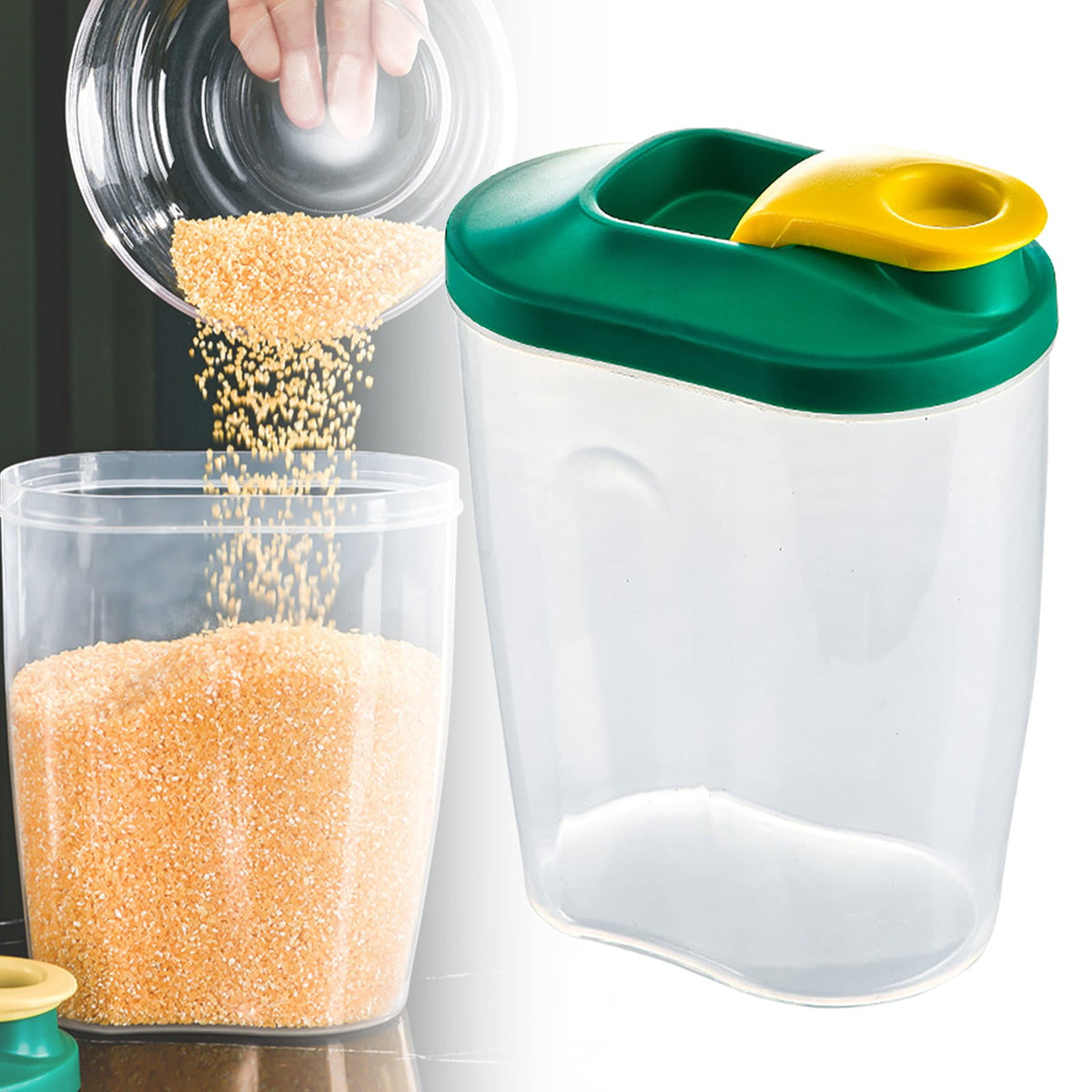 Airtight Storage Container with Lids, Plastic Pet Food Storage Container with Locking Lid,Pet Dog Cat Food Dispenser ,Clear Pet Dog Food Storage Bin Containers for Rice Grain(Green,4.72x7.68") Z1-Green