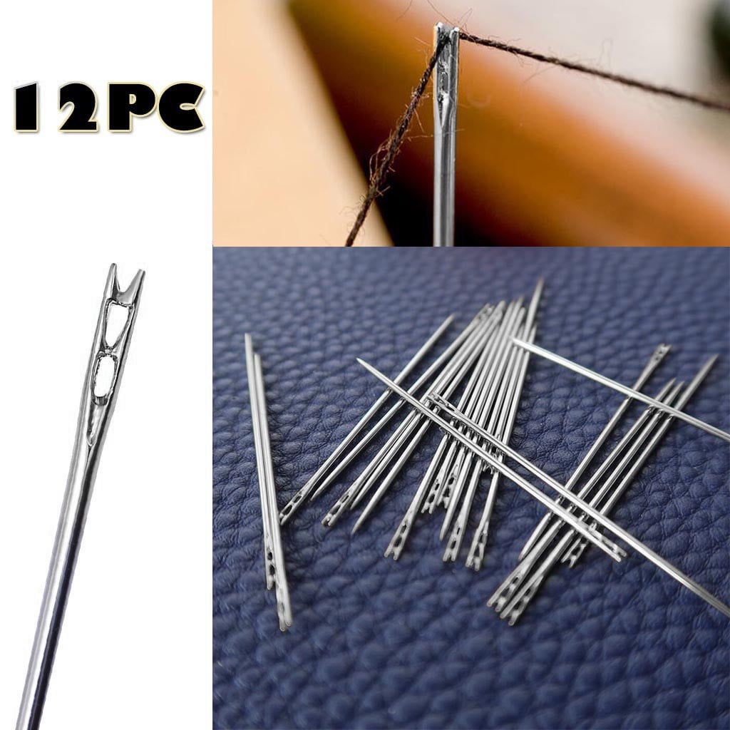 Large Eye Sharp Needles, Self Threading Needles for Hand Sewing, Easy to Thread Big Eye Sewing Needles, Embroidery Needles Blind Needles in 3 Sizes 1.38/1.5/1.65 in for DIY Embroidery Sewing, 12 Pcs 1.38/1.5/1.65 in Silver*12