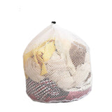 White diamond mesh laundry bag with drawstring closure