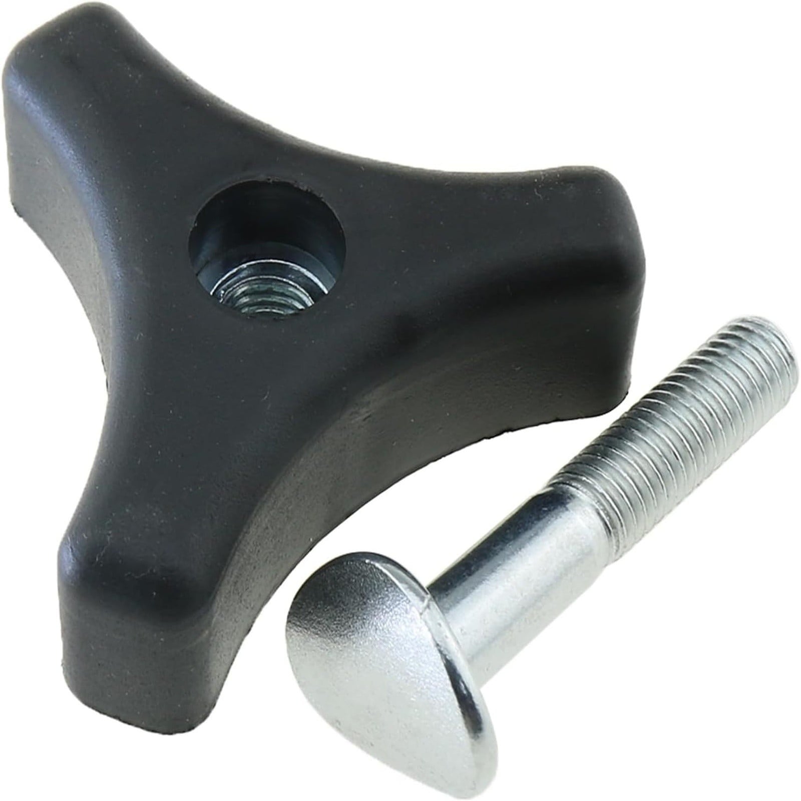 Lawn Mower Handle Knobs Nut Bolt, Heavy Duty Triangular Handle Fastening Screw, Replacement for Lawn Mower, 1 Set, 2.13x0.88" & 1.86x0.78 Multisize Black