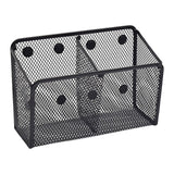Magnetic Pen Holder, Heavy Duty 2 Slot Mesh Pencil & Marker Organizer for Desk, Extra Strong Magnets for Locker, Refrigerator, Dry Erase Board, Whiteboard Storage Solution, 7.28x2.68x4.92 7.28" x 2.68" x 4.92" Black