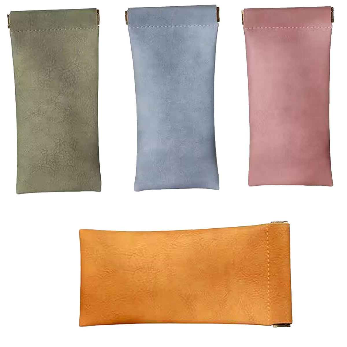 Glasses Case, Soft Eyeglass Case, Portable Squeeze Top Leather Glasses Case, Anti-Scratch Eyeglass Case For Women Men (Orange/1 Pcs) 3.14x6.88 3.14" x 6.88" Pink/1 Pcs