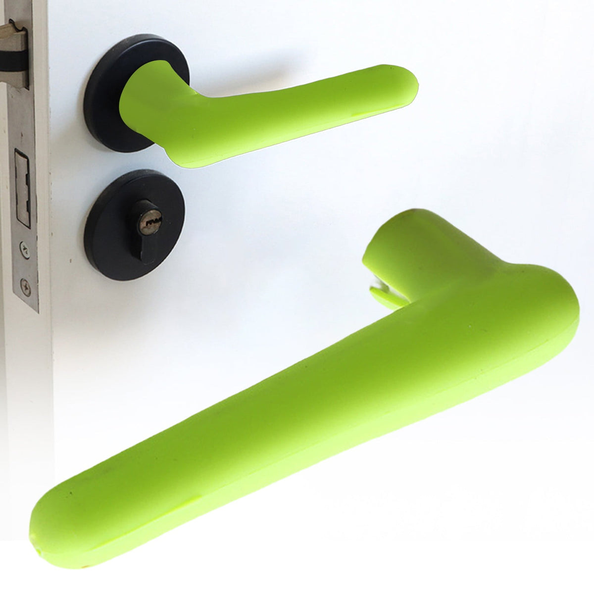 Door Handle Covers, Heavy Duty Door Knob Covers Silicone Door Handle Glove Covers Anti-Static Safety Door Knob Protector for Flat Square Door Levers (Beige/1 Pcs) 5.31x2.17 5.31" x 2.17" Coffee/1 Pcs