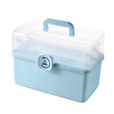 Medicine Storage Box, 3-Tier Foldable Tray Medicine Storage Containers, Removable Pill Case & Handled, Empty Family First Aid Box for Medicine, Art Supplies, Plastic Family Emergency Kit Blue