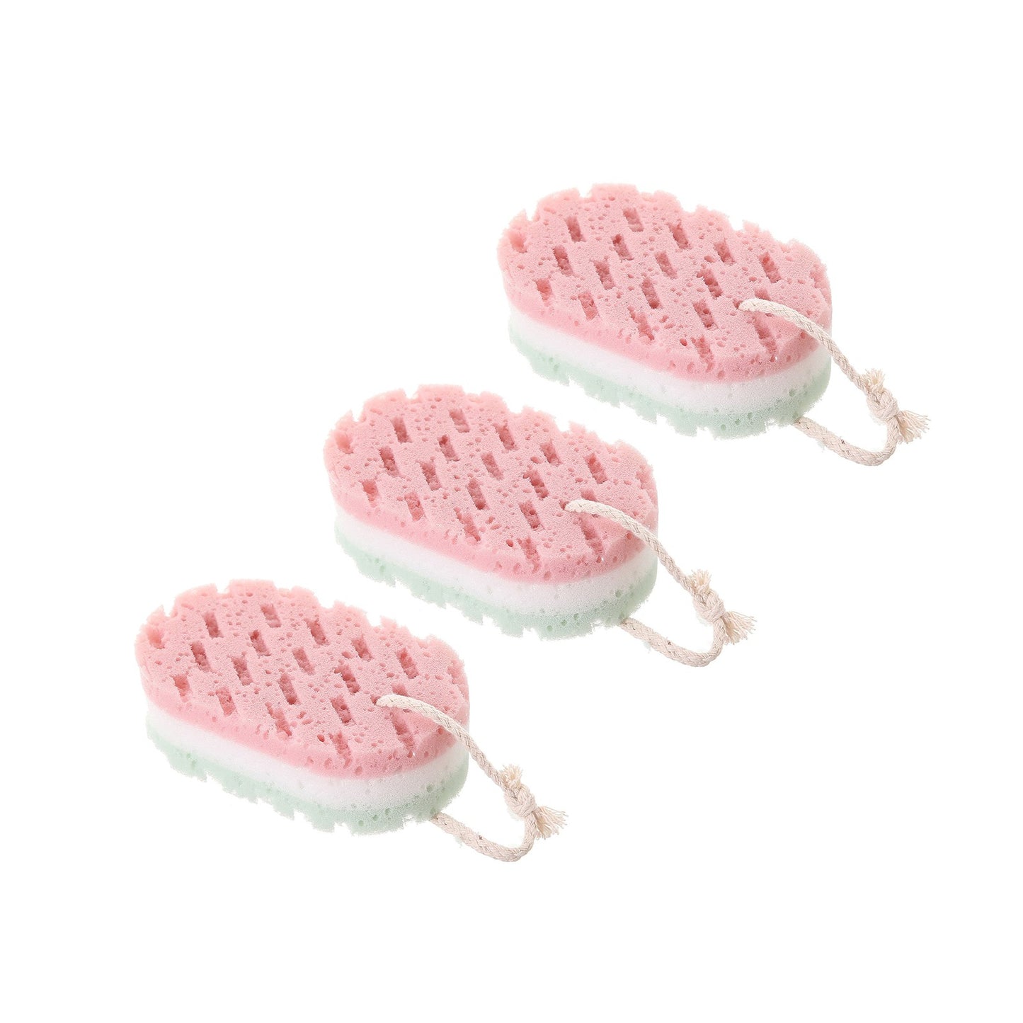 Cleansing loofah Bath Sponge, Magic Exfoliating Bath Sponge, Shower deep exfoliating Sponge, Rich Foam Bath Sponge, 3-Pack Large Size, 5.9x3.54x1.96 5.9" x 3.54" x 1.96" Pink