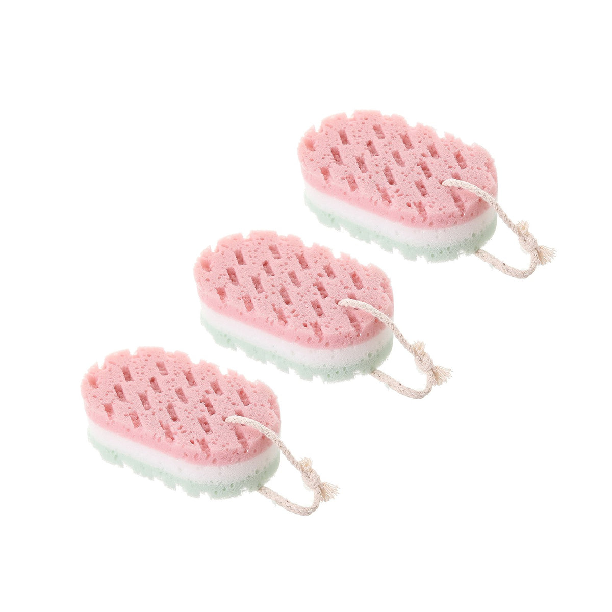 Cleansing loofah Bath Sponge, Magic Exfoliating Bath Sponge, Shower deep exfoliating Sponge, Rich Foam Bath Sponge, 3-Pack Large Size, 5.9x3.54x1.96 5.9" x 3.54" x 1.96" Pink