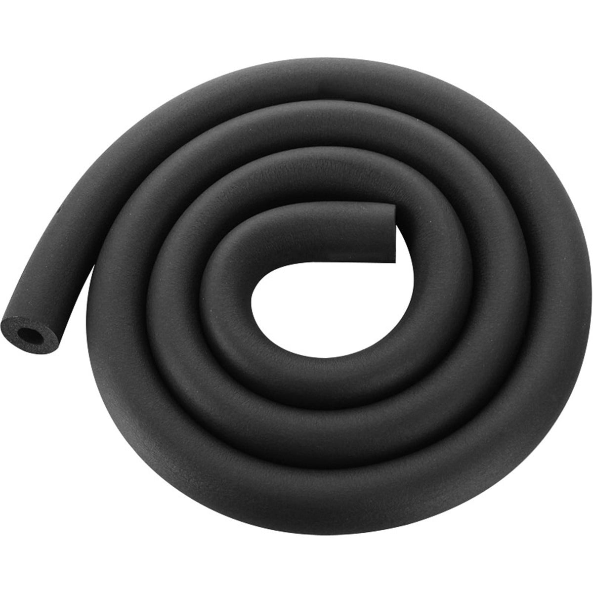 Black foam pipe insulation tube with 0.75 inch inner diameter.