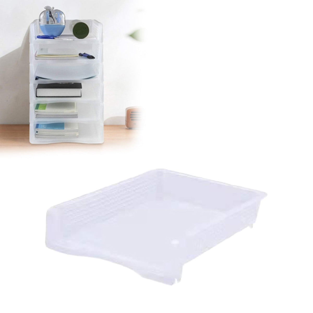 Stackable Paper Trays, Heavy Duty Rectangular Plastic Desk Holder Desktop Document File Organizer Storage Letter for Office Classroom (Clear) 12.8x9.84x2.16 12.8" x 9.84" x 2.16" Black