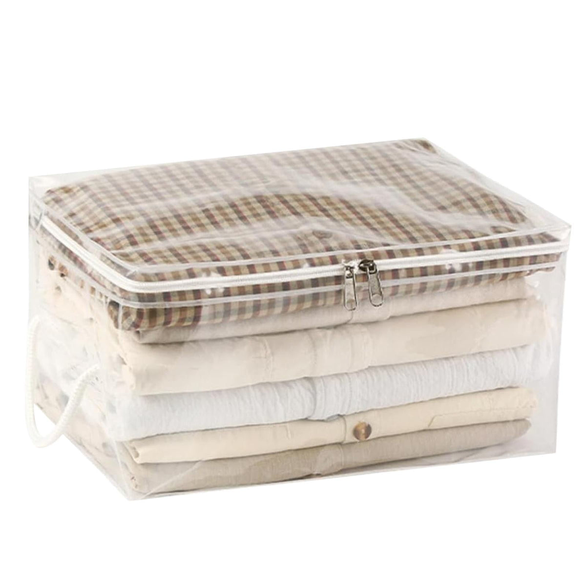 Clear vinyl storage bag with zipper closure