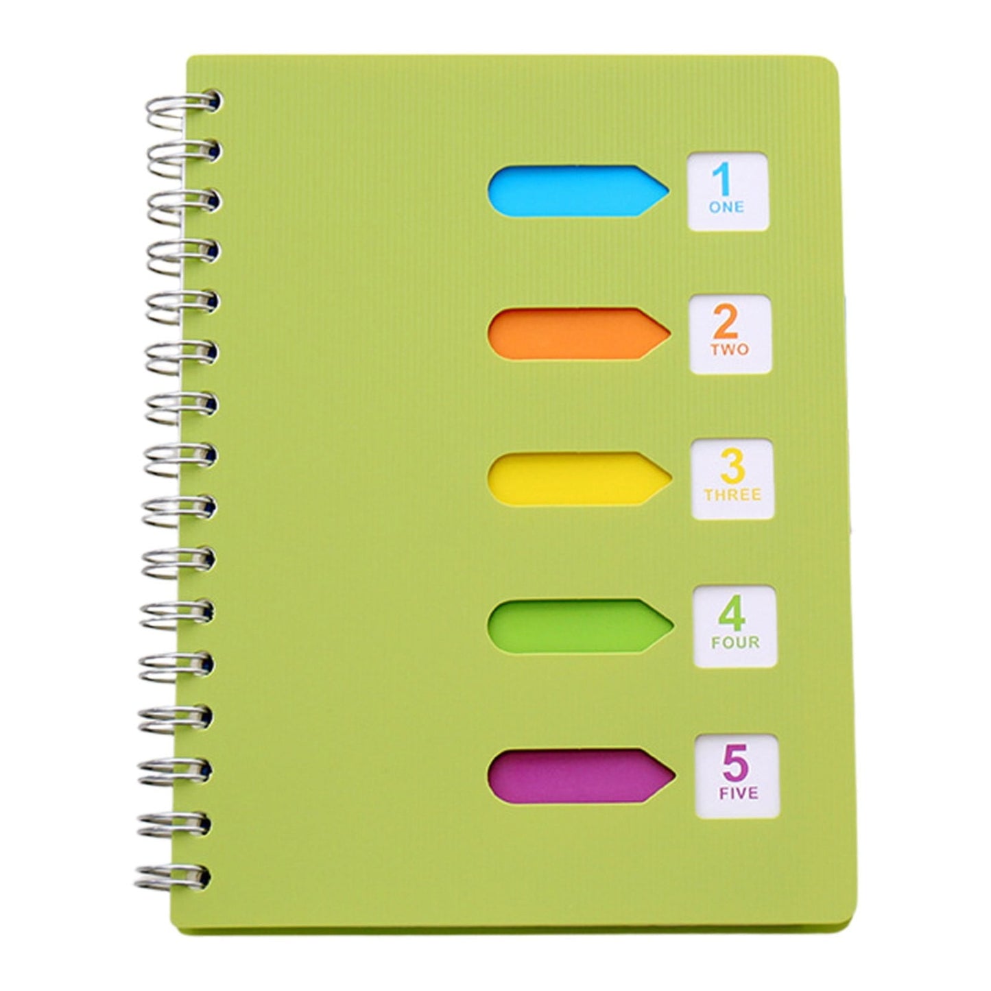 5 Subject Notebook College Ruled,Small Spiral Notebook 5x7 with Removable Divider Tabs, Lined Spiral Notebook for Women,220 Pages A5 Spiral Notebooks for Note Taking,Blue Light Green