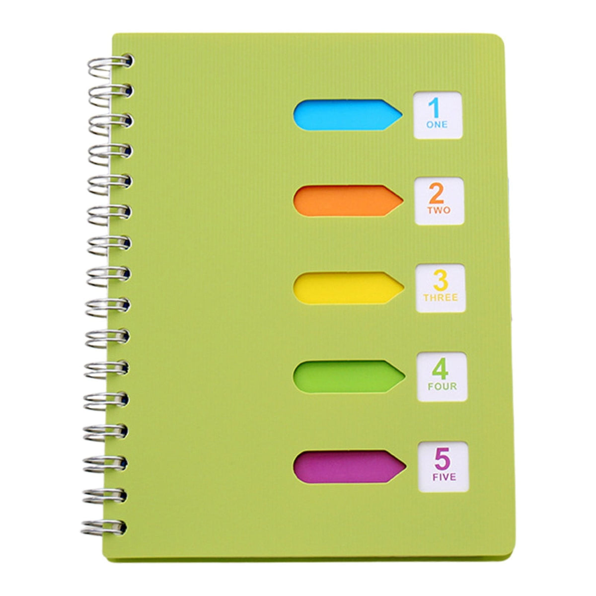 5 Subject Notebook College Ruled,Small Spiral Notebook 5x7 with Removable Divider Tabs, Lined Spiral Notebook for Women,220 Pages A5 Spiral Notebooks for Note Taking,Blue Light Green