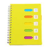 5 Subject Notebook College Ruled,Small Spiral Notebook 5x7 with Removable Divider Tabs, Lined Spiral Notebook for Women,220 Pages A5 Spiral Notebooks for Note Taking,Blue Yellow