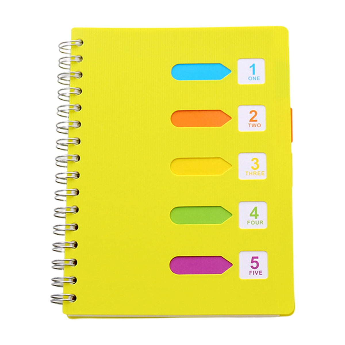 5 Subject Notebook College Ruled,Small Spiral Notebook 5x7 with Removable Divider Tabs, Lined Spiral Notebook for Women,220 Pages A5 Spiral Notebooks for Note Taking,Blue Yellow