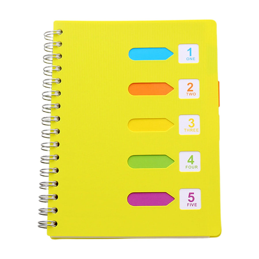 5 Subject Notebook College Ruled,Small Spiral Notebook 5x7 with Removable Divider Tabs, Lined Spiral Notebook for Women,220 Pages A5 Spiral Notebooks for Note Taking,Blue Yellow