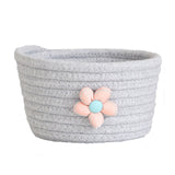 Small Woven Storage Baskets ,Cotton Rope Woven Rattan Baskets,Shelf Toy Basket,Closet Organizer Bins,Small Storage Baskets for OrganizingShallow Basket,Tiny Oval Shallow Baskets,6.3x3.15",White Grey