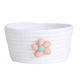 Small Woven Storage Baskets ,Cotton Rope Woven Rattan Baskets,Shelf Toy Basket,Closet Organizer Bins,Small Storage Baskets for OrganizingShallow Basket,Tiny Oval Shallow Baskets,6.3x3.15" White