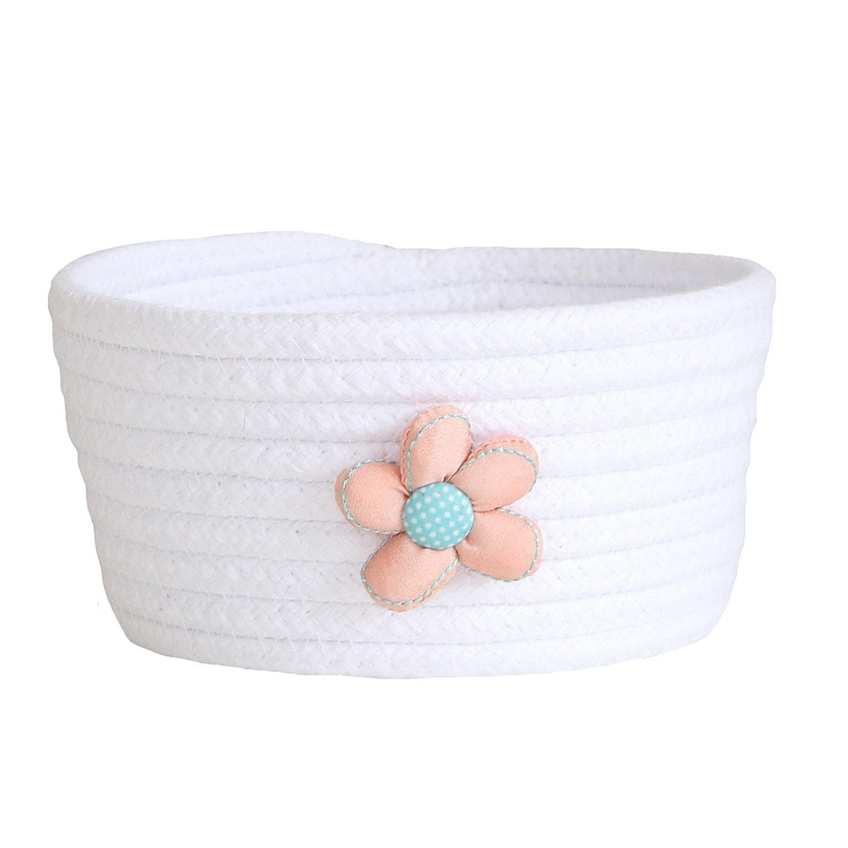Small Woven Storage Baskets ,Cotton Rope Woven Rattan Baskets,Shelf Toy Basket,Closet Organizer Bins,Small Storage Baskets for OrganizingShallow Basket,Tiny Oval Shallow Baskets,6.3x3.15" White