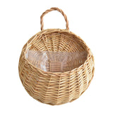 Wicker Storage Basket with Handles,Wall Pot Hanging Basket Storage Small Wicker Basket, Woven Handmade Basket Basket Flower Patio & Garden,Handwoven Craft,Leak Proof Lining,6.3x8.27' Beige