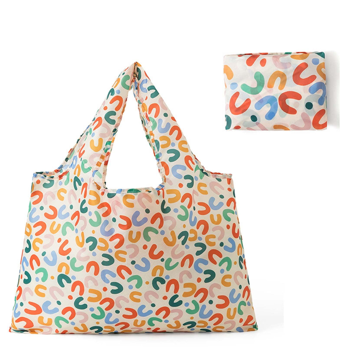 2025 New Foldable Shopping Bag,Women Reusable Tote for Groceries,Washable Shopping Long Handles Fold-Up Pouch Heavy Duty Bulk,Lightweight Eco-Friendly Compact Bag for Travel Market Daily Use Storage E