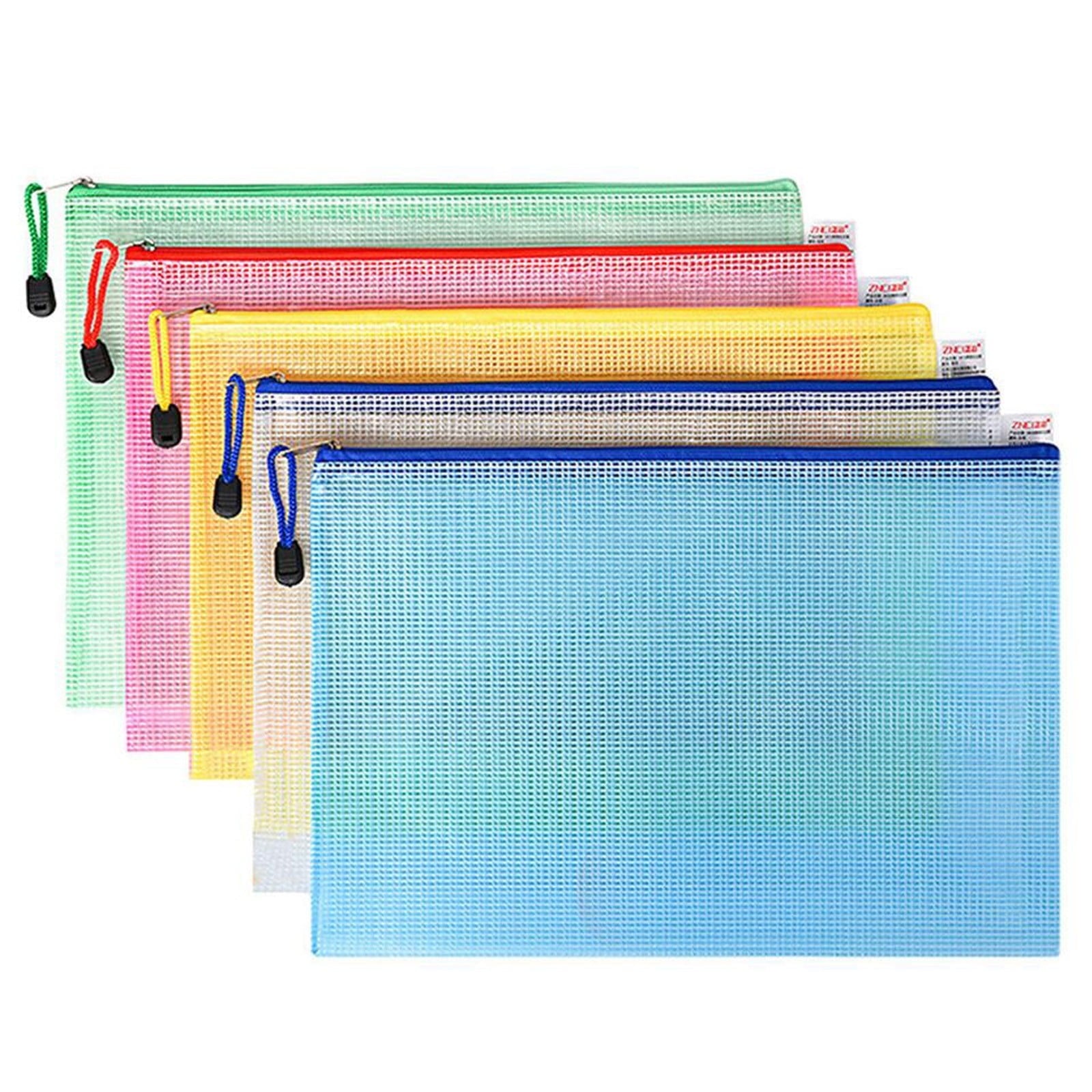 Zipper Mesh Document Pouch, 13.39x9.06 Inch/A4, Plastic Water-Resistant File Bags, for Office Supplies, Cosmetics Travel Storage, Assorted Color, 10 Pcs, 5 Color 9.05x6.88" Multicolor