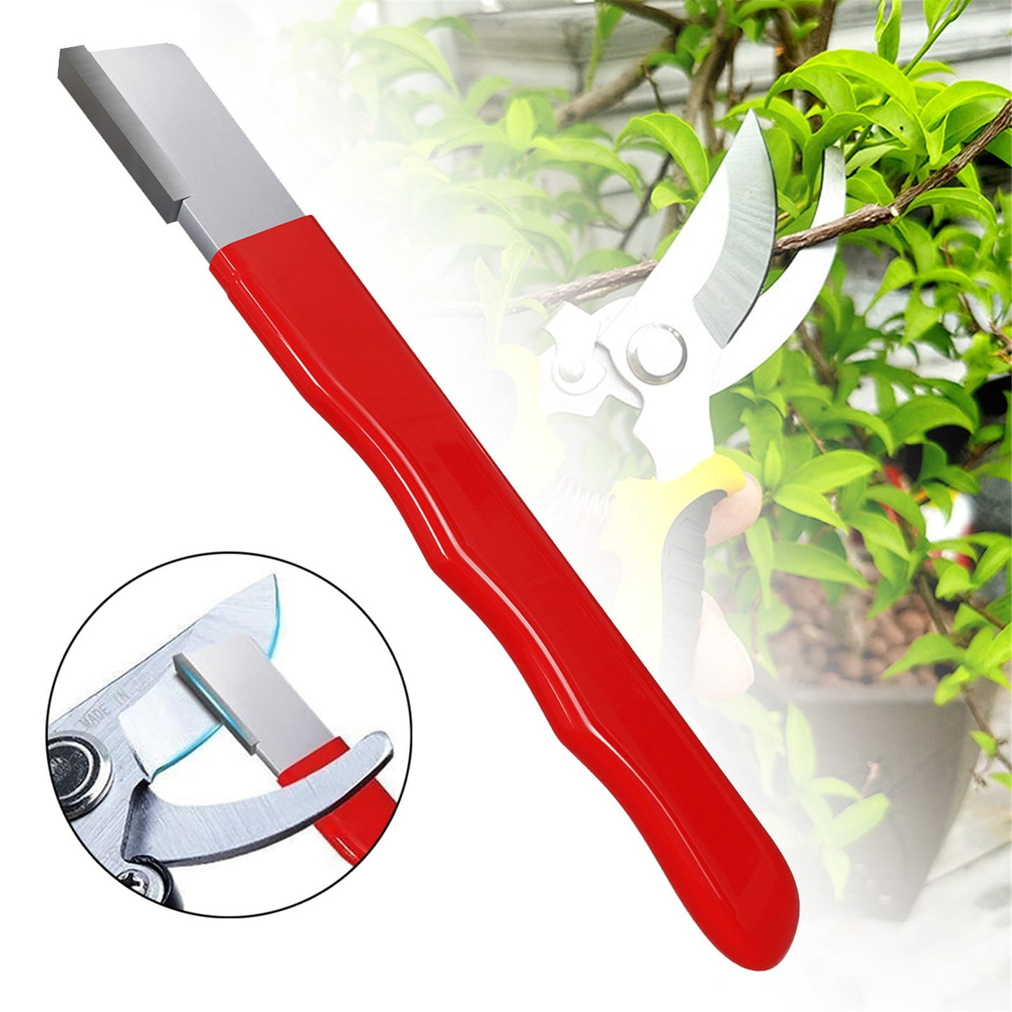 Portable Garden Tool Sharpener, Heavy Duty Knife Sharpener Pocket Blade, Sharpening Tool for Keeps Pruners Scissors Knives Sharp, 1 Pcs, 4.72x0.47 4.72" x 0.47" Red