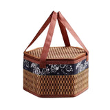 Wicker Basket with Lid,Wicker Picnic Basket with Double Handles,Woven Picnic Storage Rattan Wicker Egg Serving Gift Baskets Food Vintage Organizer Fruit Lid Hyacinth Medium Wicker Basket,Brown Khaki