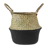 Seagrass Wicker Basket Flower Pot Folding Basket,3 Size Seagrass Handmade Decorative and Functional Storage Basket,Wicker Picnic Basket with Double Handles,Basket for Storage,10.2x12.6 7.9x8.7"