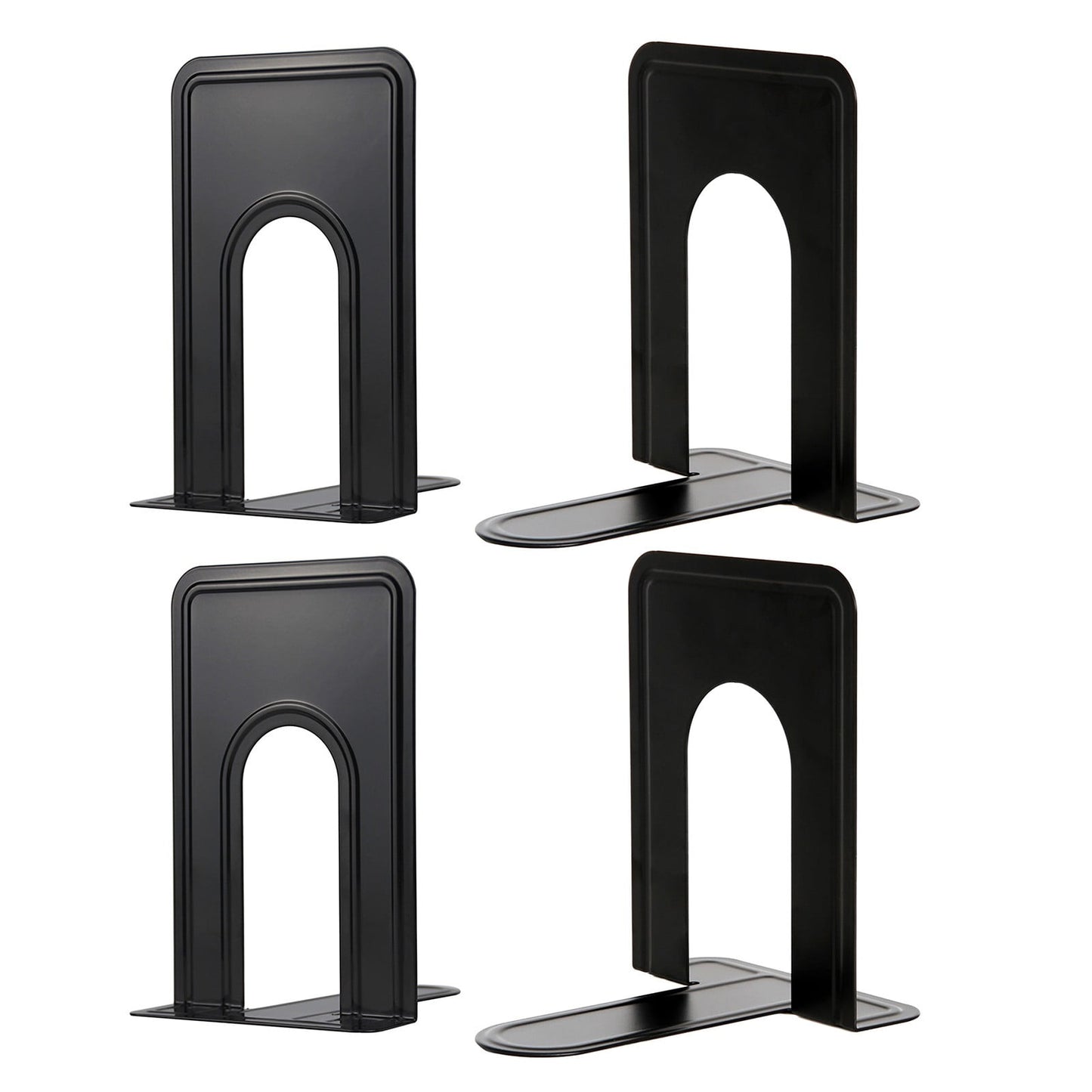 Non-Slip Bookends, Acrylic Book Ends for Shelves Clear Decorative Bookends Non-Skid Heavy Duty Bookend Book Holders/Stoppers (2 Pair/4 Pieces) 5x5x7.3 5.83x4.96x6.69" Black