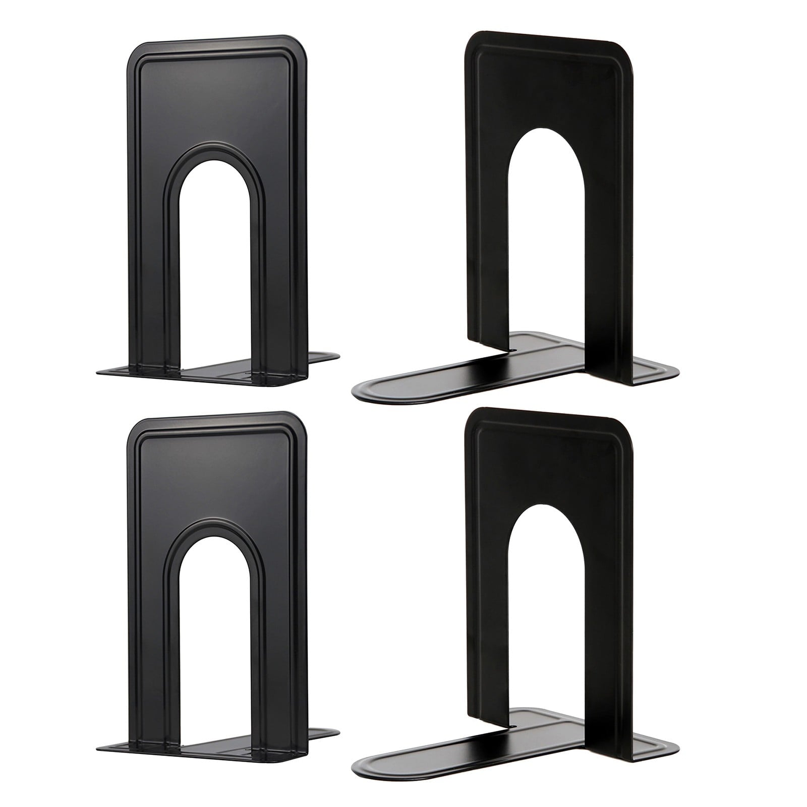 Non-Slip Bookends, Acrylic Book Ends for Shelves Clear Decorative Bookends Non-Skid Heavy Duty Bookend Book Holders/Stoppers (2 Pair/4 Pieces) 5x5x7.3 5.83x4.96x6.69" Black