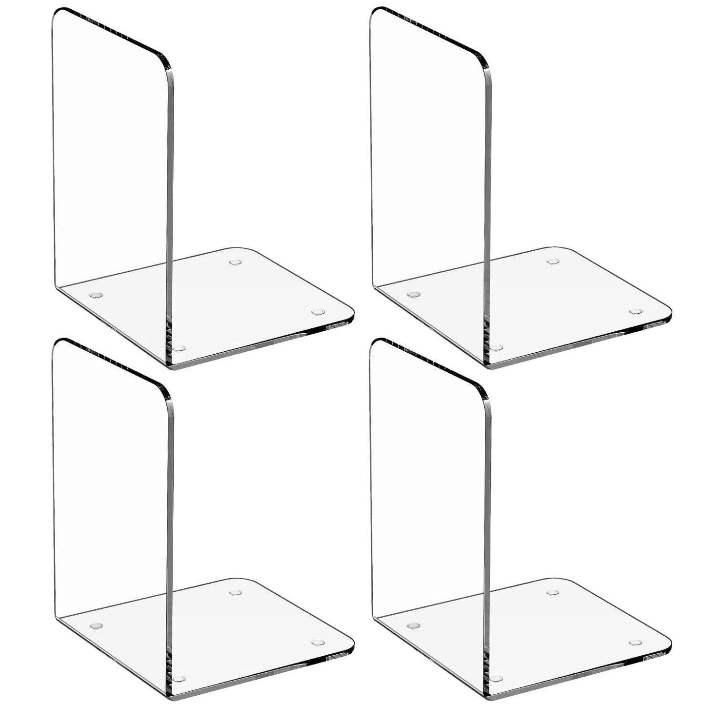 Non-Slip Bookends, Acrylic Book Ends for Shelves Clear Decorative Bookends Non-Skid Heavy Duty Bookend Book Holders/Stoppers (2 Pair/4 Pieces) 5x5x7.3 7.3 X 5 X 5 In Clear