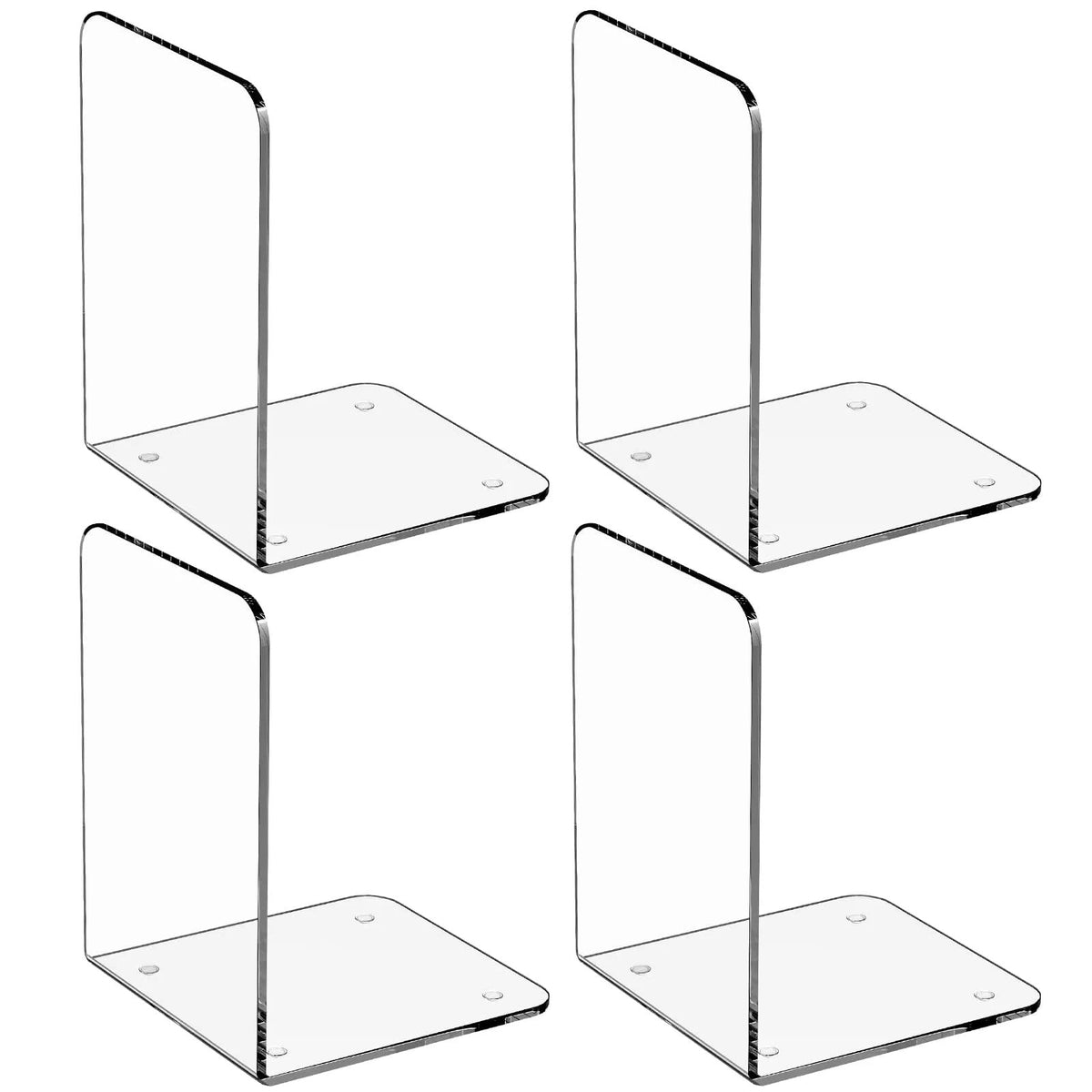 Non-Slip Bookends, Acrylic Book Ends for Shelves Clear Decorative Bookends Non-Skid Heavy Duty Bookend Book Holders/Stoppers (2 Pair/4 Pieces) 5x5x7.3 7.3 X 5 X 5 In Clear