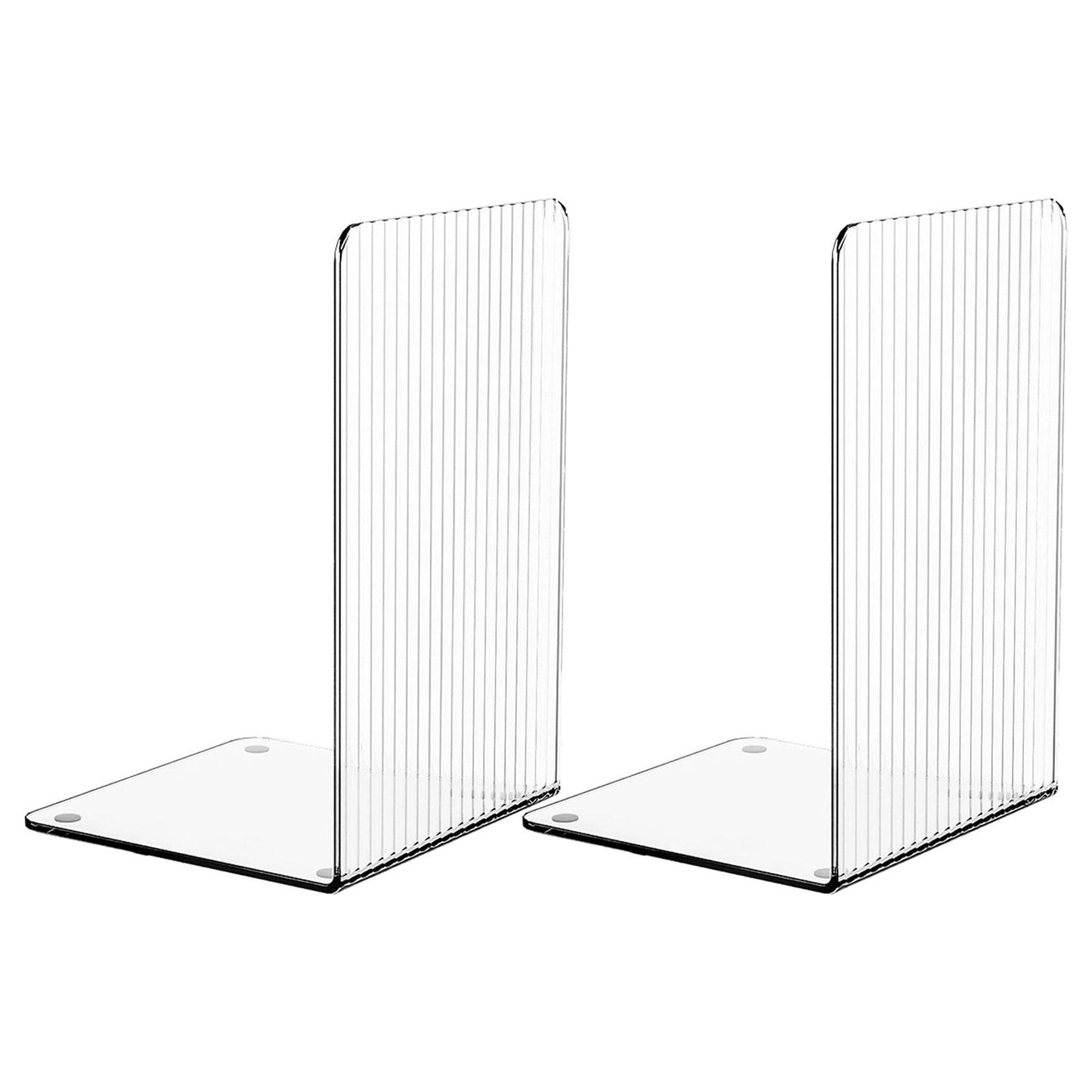Non-Slip Bookends, Acrylic Book Ends for Shelves Clear Decorative Bookends Non-Skid Heavy Duty Bookend Book Holders/Stoppers (2 Pair/4 Pieces) 5x5x7.3 4.7x4.7x7.3" Clear*2