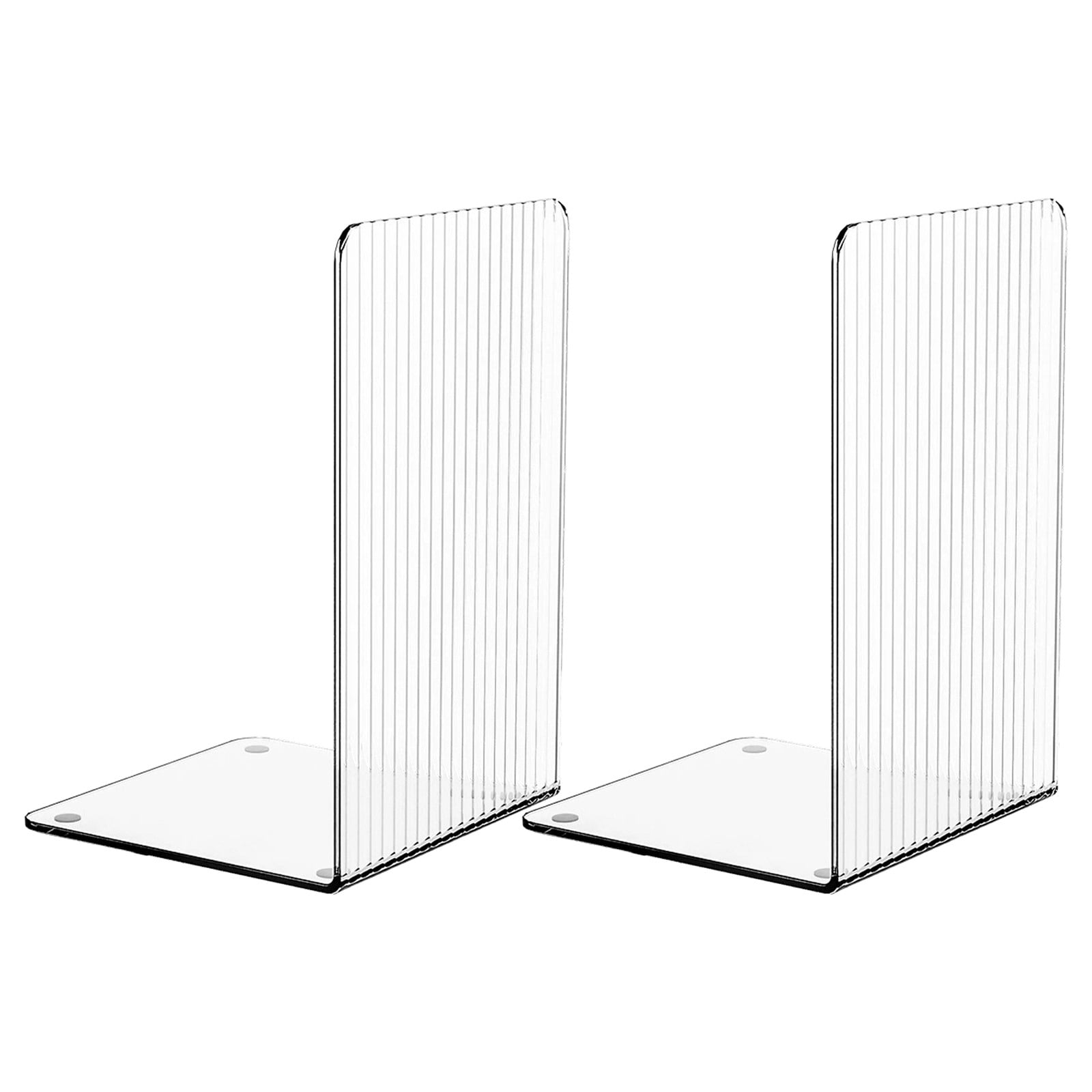 Non-Slip Bookends, Acrylic Book Ends for Shelves Clear Decorative Bookends Non-Skid Heavy Duty Bookend Book Holders/Stoppers (2 Pair/4 Pieces) 5x5x7.3 4.7x4.7x7.3" Clear*2