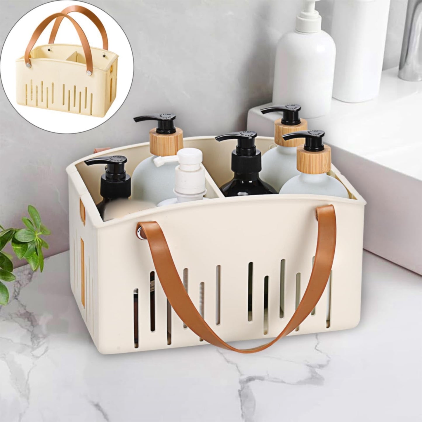 Cotton Woven Basket with PU Leather Handle, Clothes Toys Candy Gifts Cotton Rope Organizer, Living Room Basket Bathroom Shower Storage Laundry Basket, Dog Cat Bed, Fall Basket, 11.02x8.66x4.33 10.04" x 6.69" x 9.84" White