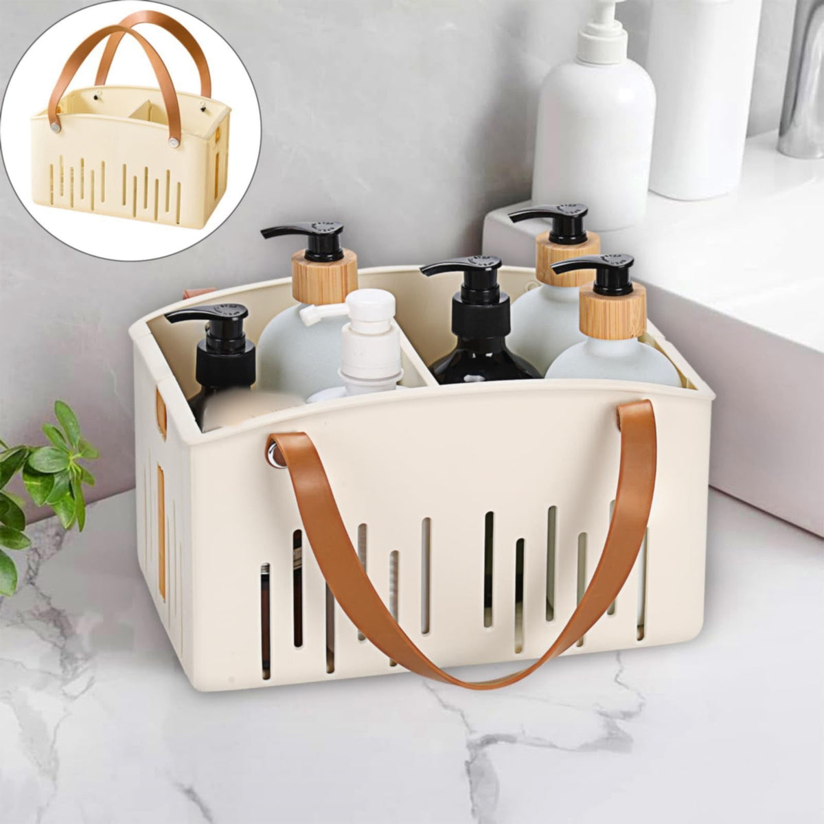 Cotton Woven Basket with PU Leather Handle, Clothes Toys Candy Gifts Cotton Rope Organizer, Living Room Basket Bathroom Shower Storage Laundry Basket, Dog Cat Bed, Fall Basket, 11.02x8.66x4.33 11.02" x 7.09" x 6.5" White