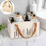 Cotton Woven Basket with PU Leather Handle, Clothes Toys Candy Gifts Cotton Rope Organizer, Living Room Basket Bathroom Shower Storage Laundry Basket, Dog Cat Bed, Fall Basket, 11.02x8.66x4.33 11.02" x 8.66" x 4.33" White
