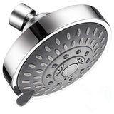 High Pressure Shower Head, Heavy Duty High Flow Pressure Rain, Fixed Showerhead 5-Setting with Bathroom Showerhead with Adjustable Brass Ball Joint, 1 Pcs, 4x3.25 4" x 3.25" Silver
