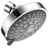 High Pressure Shower Head, Heavy Duty High Flow Pressure Rain, Fixed Showerhead 5-Setting with Bathroom Showerhead with Adjustable Brass Ball Joint, 1 Pcs, 4x3.25 4" x 3.25" Silver