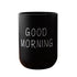 1PC Unbreakable Plastic Bathroom Cup - 12oz Toothbrush Holder & Reusable Tumbler for Drinking & Mouthwash. Easy to Clean, Available in 5 Colors, Good Morning Printed(Black,2.5x2.5x3.5") Black