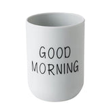 1PC Unbreakable Plastic Bathroom Cup - 12oz Toothbrush Holder & Reusable Tumbler for Drinking & Mouthwash. Easy to Clean, Available in 5 Colors, Good Morning Printed(Black,2.5x2.5x3.5") Light blue