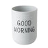 1PC Unbreakable Plastic Bathroom Cup - 12oz Toothbrush Holder & Reusable Tumbler for Drinking & Mouthwash. Easy to Clean, Available in 5 Colors, Good Morning Printed(Black,2.5x2.5x3.5") Light blue