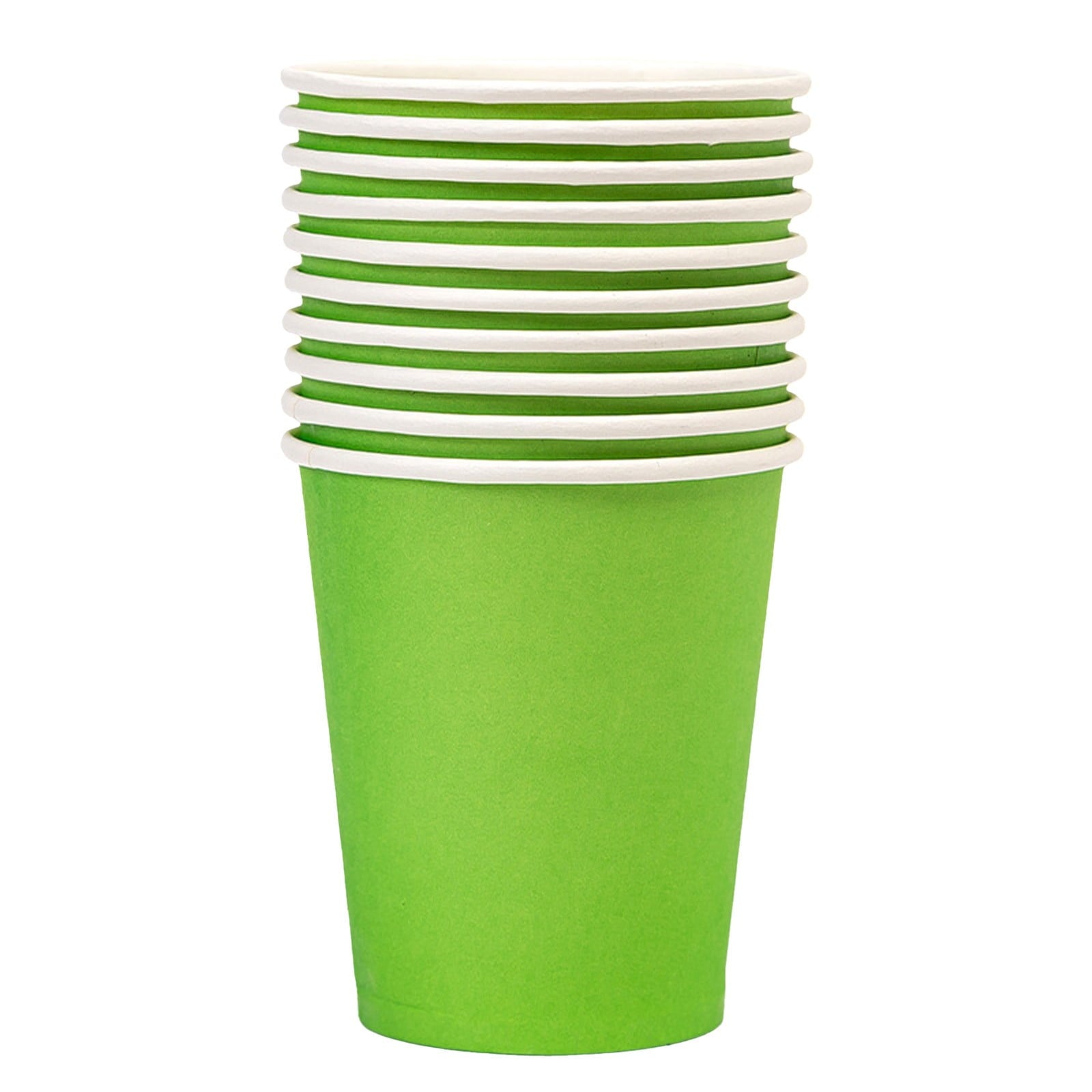 10 Pack Rainbow Paper Cups, 9oz Colored Party Cups Rainbow Paper Cups Bulk, Disposable Drinking Cups for Birthday Holiday Party Supplies Back To School Decorations, 15 Colors(White,3x3x3.3") Green1