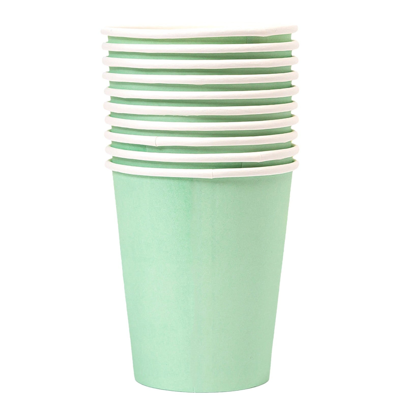 10 Pack Rainbow Paper Cups, 9oz Colored Party Cups Rainbow Paper Cups Bulk, Disposable Drinking Cups for Birthday Holiday Party Supplies Back To School Decorations, 15 Colors(White,3x3x3.3") Green2