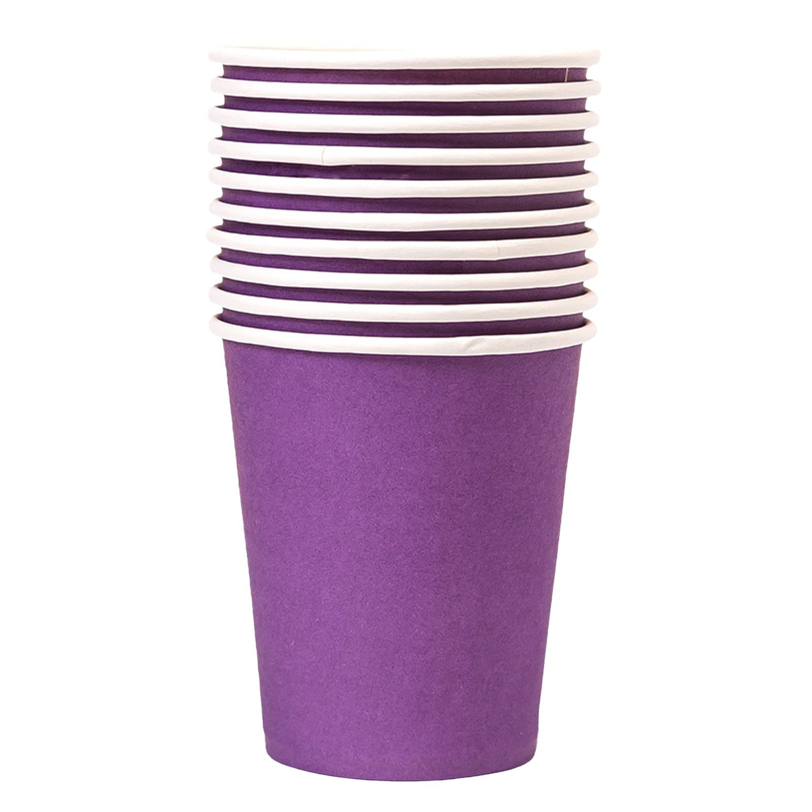10 Pack Rainbow Paper Cups, 9oz Colored Party Cups Rainbow Paper Cups Bulk, Disposable Drinking Cups for Birthday Holiday Party Supplies Back To School Decorations, 15 Colors(White,3x3x3.3") Purple