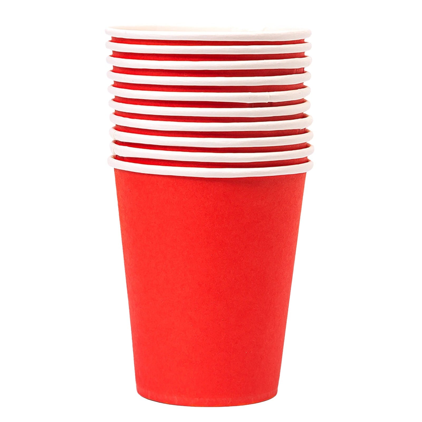10 Pack Rainbow Paper Cups, 9oz Colored Party Cups Rainbow Paper Cups Bulk, Disposable Drinking Cups for Birthday Holiday Party Supplies Back To School Decorations, 15 Colors(White,3x3x3.3") Red