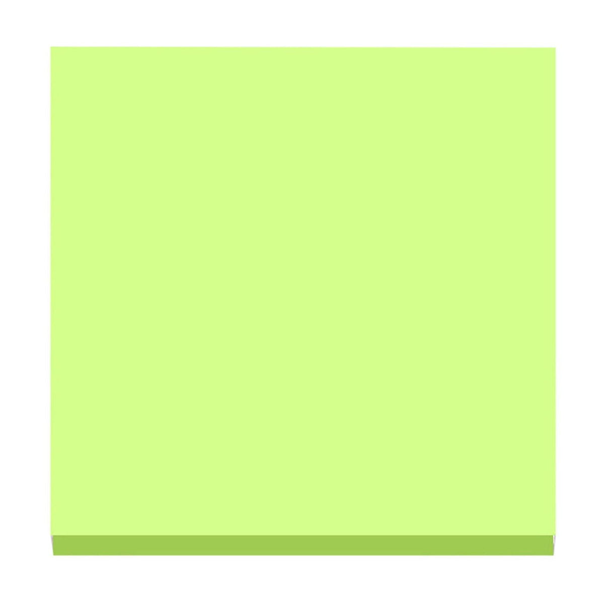 Light blue and fluorescent green sticky notes, 3x3 inches, 100 sheets per pad.