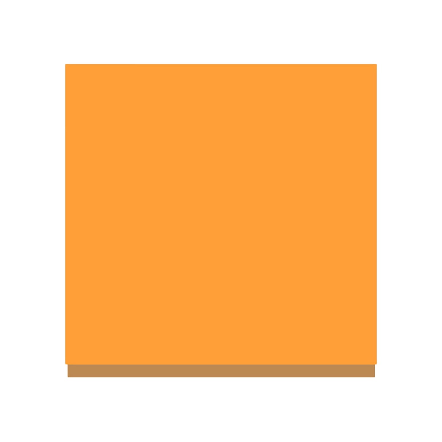 Three 3x3 inch sticky note pads in fluorescent orange, light blue, and yellow.