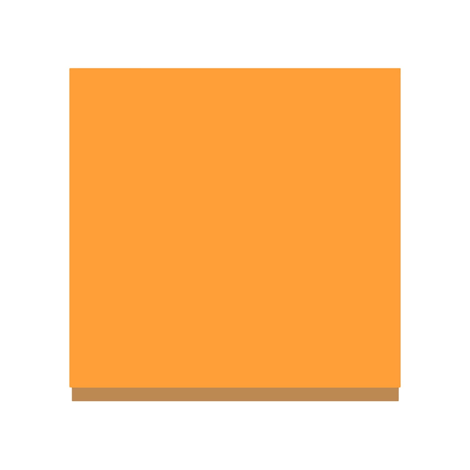 Three 3x3 inch sticky note pads in fluorescent orange, light blue, and yellow.