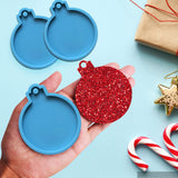 Christmas Ornaments Resin Molds, 1 Pcs Round Resin Ornaments Molds, Epoxy Pendant Casting Molds, Silicone Resin Molds for DIY Crafts Making Holiday Xmas Home Decor, 2.7 Inches blue
